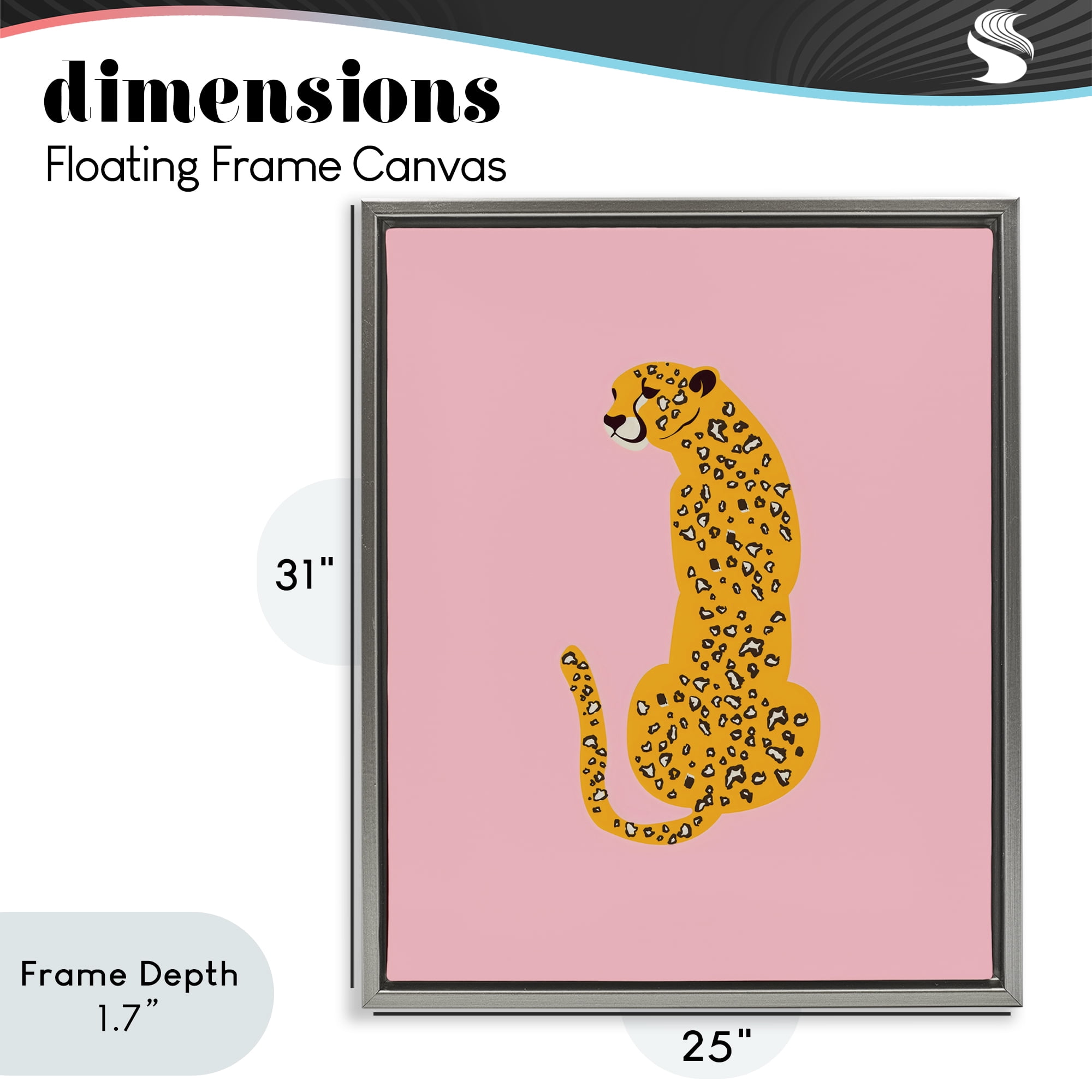 Stupell Industries Yellow Jaguar on Pink Gray Framed Floater Canvas Wall Art, design by Creative Studio