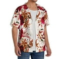 thumbnail image 4 of Vsdgher Lilies Flowers Print Men's Wrinkle Free Untucked Cuban Shirt Business Casual Button Down Shirts Short Sleeve Shirt, 4 of 7
