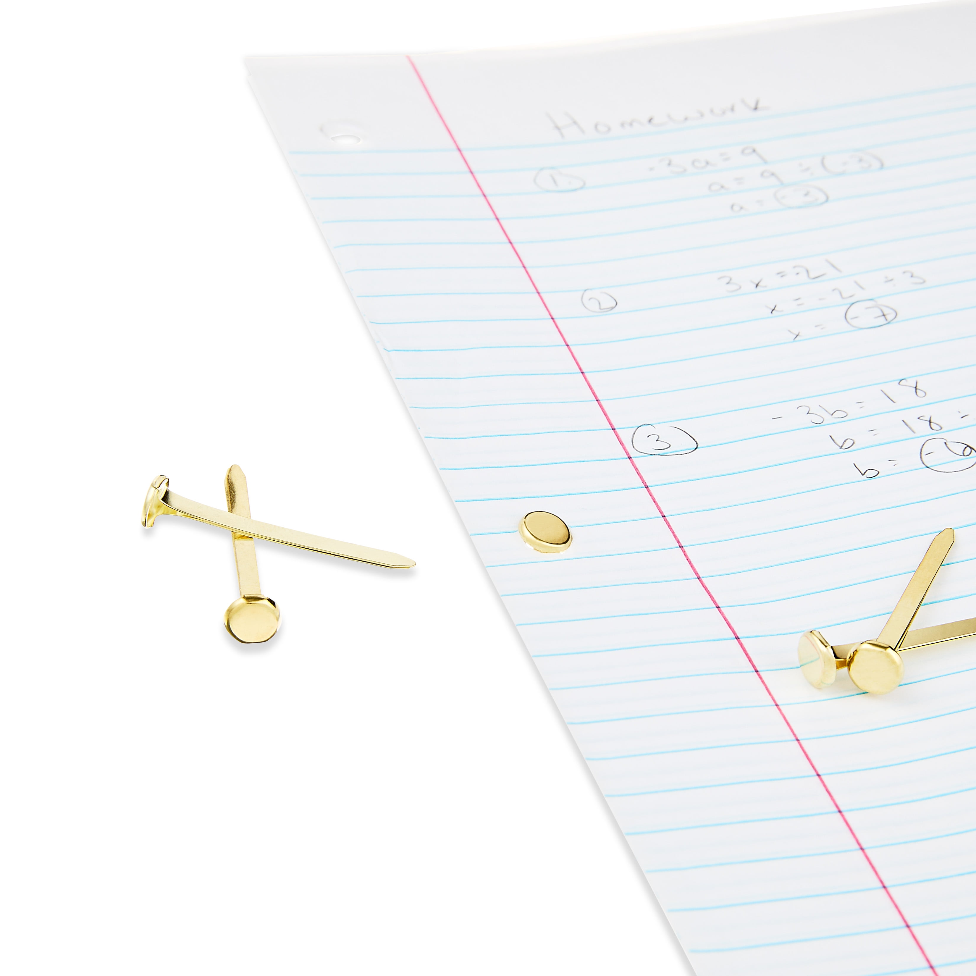 (3 pack) Pen+Gear School Smart Steel Fasteners, 1 1/2", Brass Plated, 70 Count