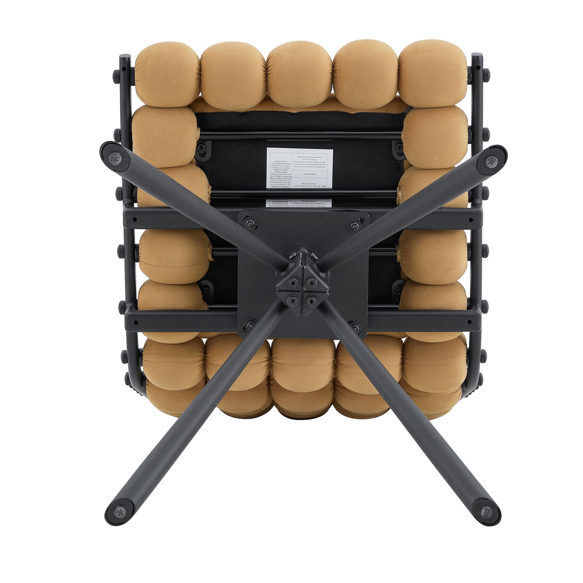 Aukfa Velvet Swivel Dining Chairs Set of 2, Modern Bubble Tufted Kitchen Side Chairs, Black Metal Legs,Camel