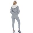 thumbnail image 2 of 9 Crowns Women's Slim Fit Sherpa Lined Tracksuit Hoodie Jogger Pants Set (Grey, Large), 2 of 2
