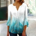 thumbnail image 2 of CYMMPU Flower Pattern 3/4 Sleeve Blouses for Women Dressy Casual Loose Fit Button V Neck Tunic Tops Spring Tops Summer Fashion Shirts Empire Waist A Line T-Shirts S, 2 of 5