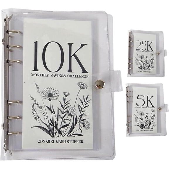 10k Savings Challenge Book with Cash Envelopes, Money Saving Binder for 12 Months to Save 2.5K, 5K, 10K Dollars - Budget Planner & Expense Tracker