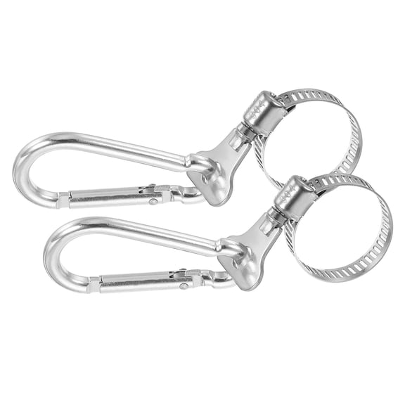 Uxcell Adjustable Flagpole Clips 0.7-1.2 Inch, Stainless Steel Flag Pole Clip Bracket Flagpole Rings with Hooks 2 Pcs