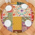 thumbnail image 2 of Pioneer Flower Floral Print Pattern Round Fitted Tablecloth with Elastic Edge,Dining Table Cover Waterproof,Outdoor Round Tablecloth for Camping,Dining,Indoor and Outdoor, 2 of 7