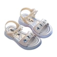 thumbnail image 3 of SGMVNU Toddler Little Girls Sandals Open Toe Soft Sole Flat Sandal Casual Lightweight Summer Beach Sandal Dress Shoes, Size 6-7 Years, White, 3 of 8