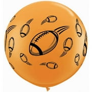 Qualatex Giant Football Theme 3' Round Latex Balloons, Orange Black, 2 Pack