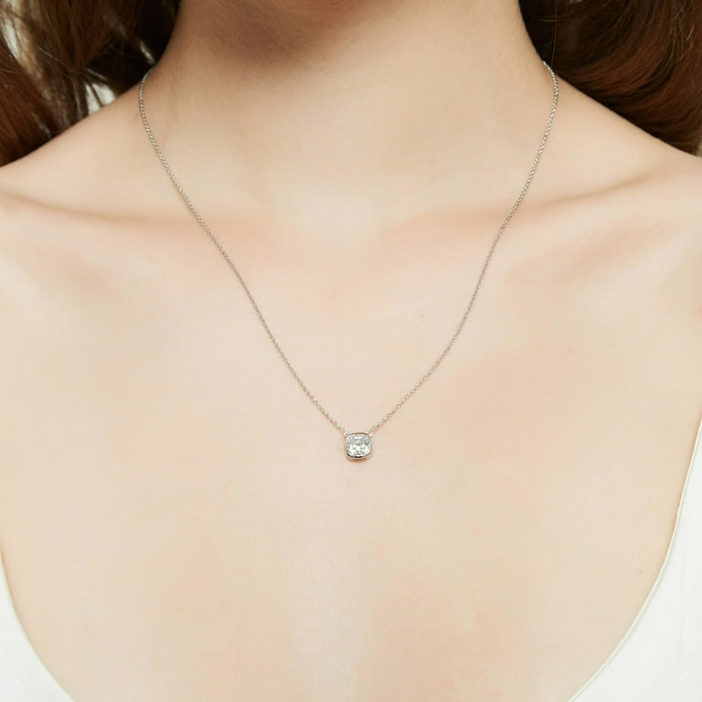 Bezel set cubic hotsell zirconia solitaire necklace