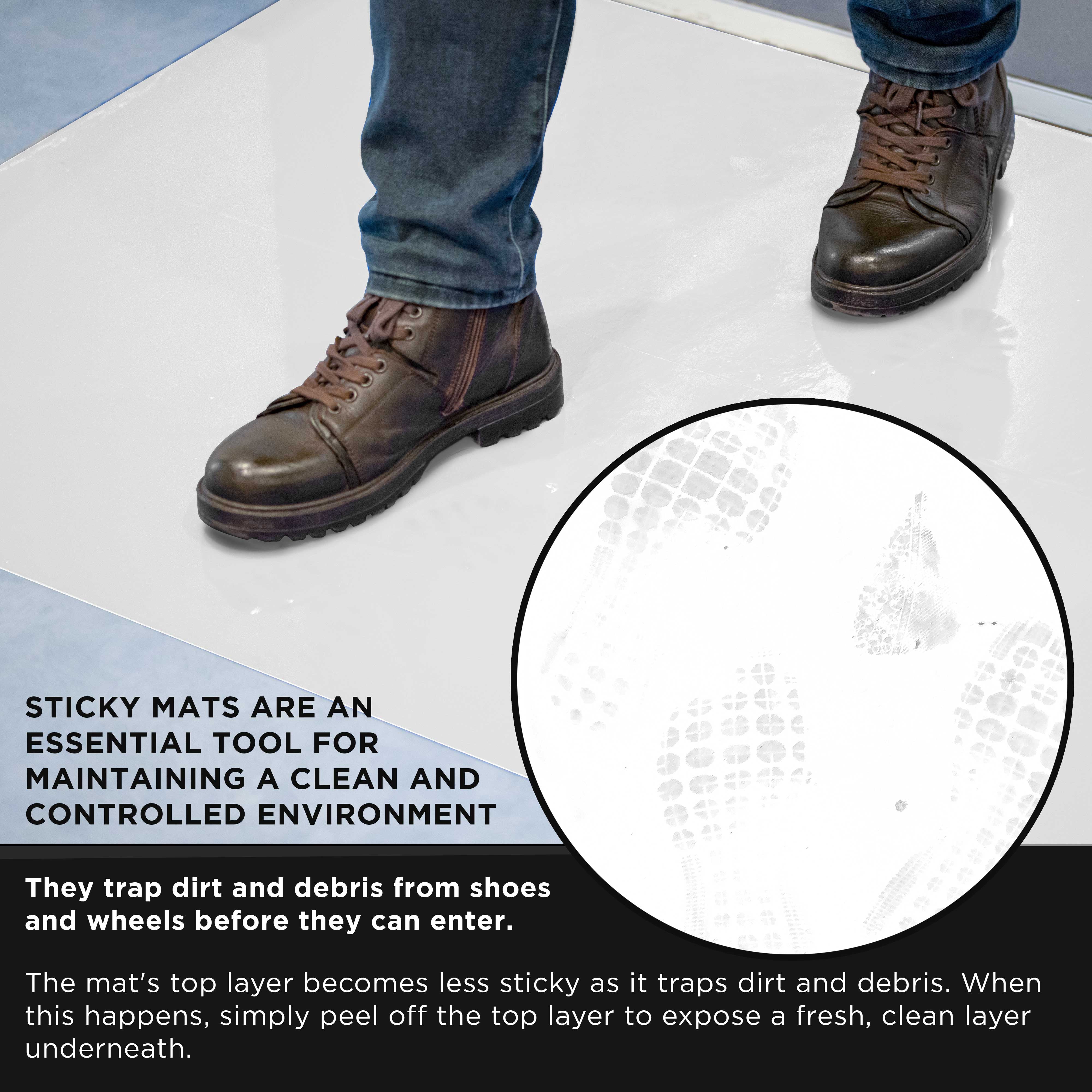 Master Elite Sticky Tacky Adhesive Cleanroom Floor Mats, 24" x 36", 4 Packs of 30 White Sheets Each - For Laboratory, Paint Spray Booth, Construction Sites - Trap Remove Dirt, Dust, Shoe & Pet Debris