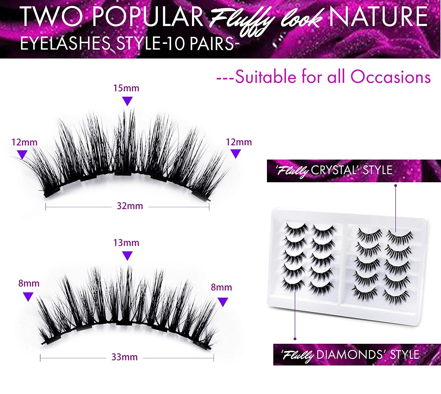 Arishine 3D 5D Magnetic Eyelashes with Eyeliner Kit, 10-Pair Reusable Fluffy Magnetic Lashes, 2 Pair Natural magnetic Eyelashes with 2 Tubes of Magnetic Eyeliner with Scissors Tweezers & Mirror Case