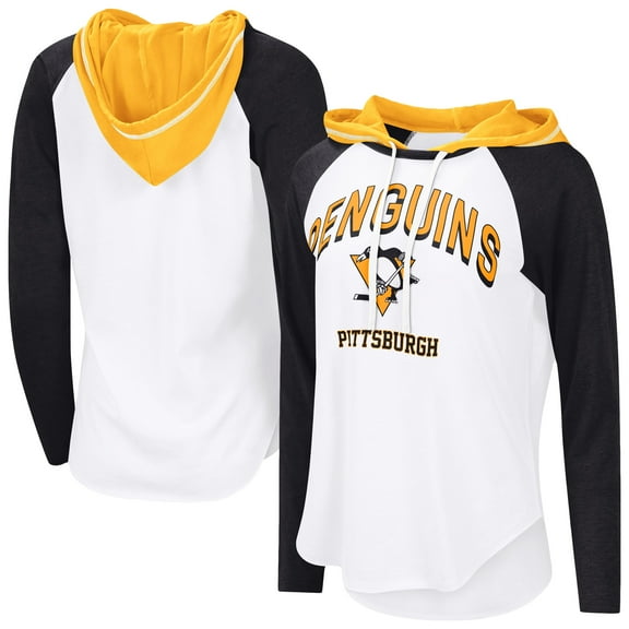 Women's-G-III 4Her by Carl Banks White Pittsburgh Penguins VIP Raglan Long Sleeve Hoodie T-Shirt