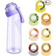 thumbnail image 1 of Botella de agua con 7 cápsulas de sabor, 650 ml (21,9 oz) con aroma a frutas, ideal para deportes al aire libre (morado, 650 ml), 1 of 5