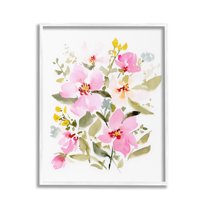 Stupell Industries Pink Blossom Pattern Botanical & Floral Painting White Framed Art Print Wall Art, 16 x 20