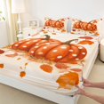thumbnail image 3 of Manfei Harvest Pumpkin Bed Sheets Set King Size, Orange Maple Leaf Bedding King Size, Fall Autumn King Sheet Sets, Super Cozy Room Decoration, 4 Pieces, 3 of 7