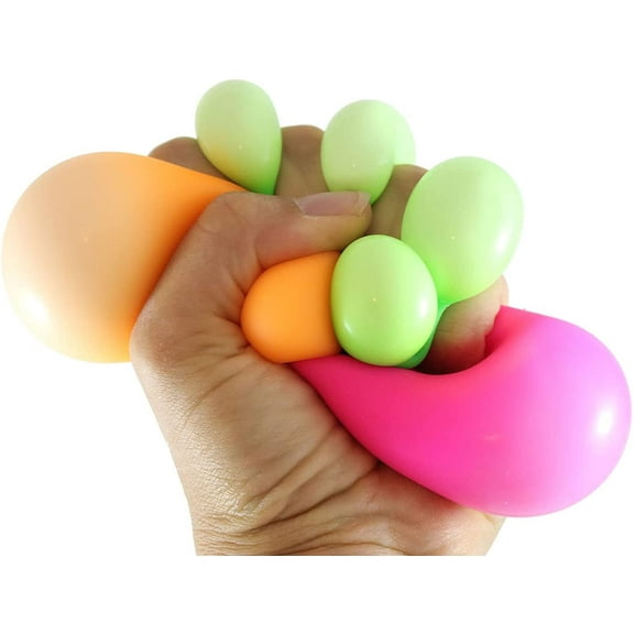 Box of 3 Soft Doh Filled 2" Stress Ball - Squishy Gooey Squish Sensory Squeeze Balls