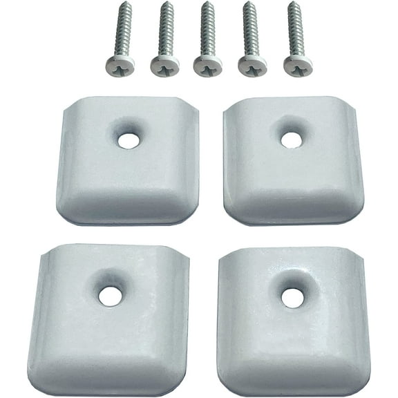 4 Pack RV Camper Trailer Aluminum Extrusion White Flat End Cap for Vinyl Trim Molding 1" with Screws (4, White)