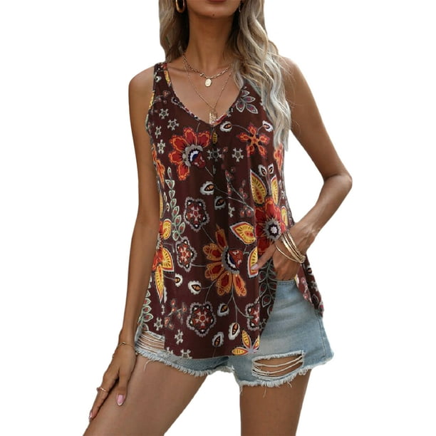 Sexy Dance Floral Sleeveless Tops Women Hawaiian Tank Top Juniors ...