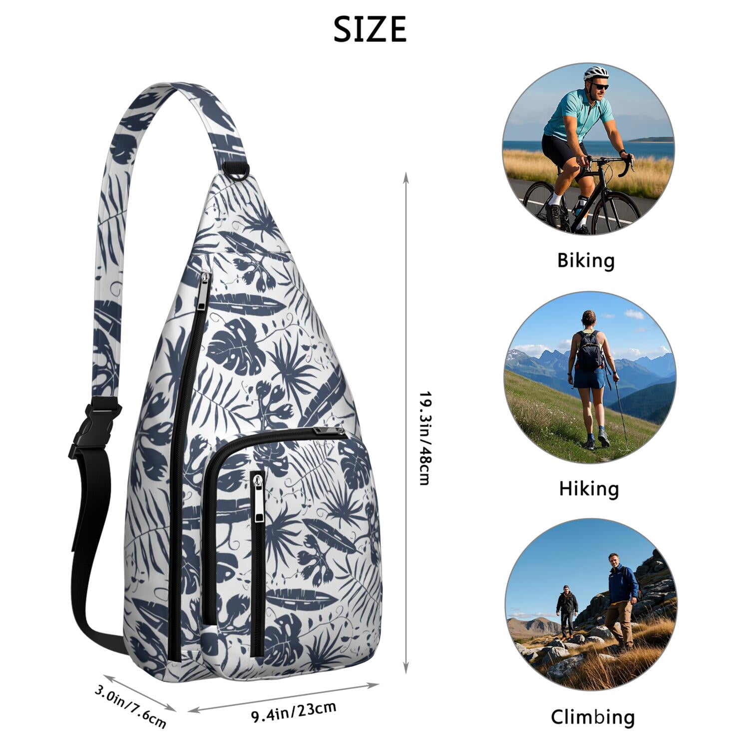 Hawaiian Hibiscus Tropical Floral Sling Bag, Lightweight Shoulder Bag for Women & Men