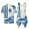 thumbnail image 6 of Psesaysky Blue Palm Sea Stripe Couple Matching Outfit 2026 Womens Sleeveless Dress with Pockets Men’s Shirts Short Sleeve Buttons Shirts or Beach Guest Tunic Sundress Plus Size, 6 of 7