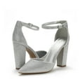 thumbnail image 3 of Dream Pairs Women Ankle Strap Pump Shoes Pointed Toe High Chunky Heel Dress Pump Shoes Coco Silver/Glitter Size 6.5, 3 of 6