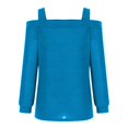 thumbnail image 4 of Womens Cold Shoulder Tops Cut Out Neck Long Sleeve Shirts Off Shoulder Knitted Tunic Casual Dressy Sexy Blouse Dressy Lightweight Comfy Outfits Going Out Tops Ladies Fashion Trendy, 4 of 5