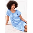 thumbnail image 3 of Ekouaer Women's Short Sleeve Sleep Dress Pleated Nightgown Loose Sleepwear Nightshirt, 3 of 7