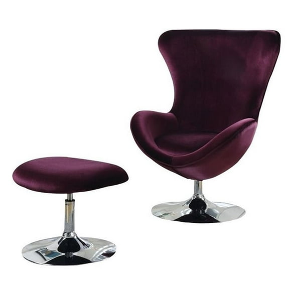 Furniture of America Kip Fabric 2-Piece Accent Chair and Ottoman Set in Purple