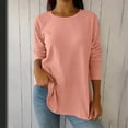 thumbnail image 2 of biudgviw Long Sleeve Shirts for Women Fall Winter Crew Neck Ribbed Knit Tops Oversized Casual Lightweight Side Button Blouses, 2 of 7