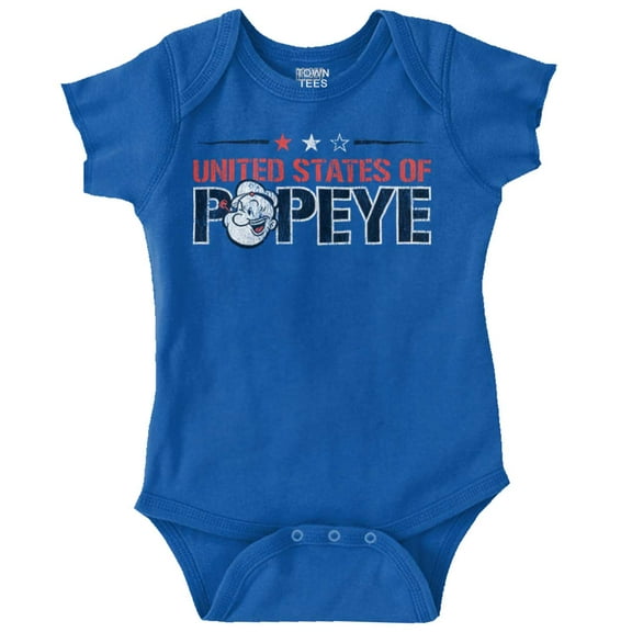 United States of Popeye Iconic USA Romper Boys or Girls Infant Baby Brisco Brands 18M