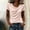 *Pink, variant on Women's Draped Cowl Neck Cropped Short Sleeve Top with Cinched Waist ,Solid Color Summer Layering Tee Beige,Women's Plus M