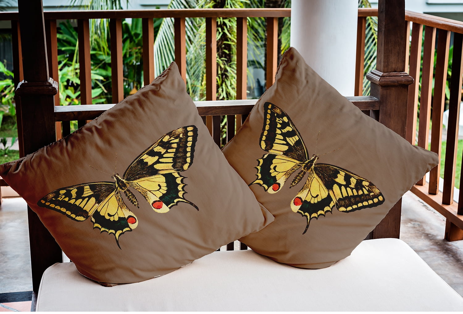 16" x 16" Simply Daisy Rare Swallowtail Indoor/Outdoor Pillow, Ginger Snap Brown Qty 1
