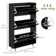 thumbnail image 3 of HOMCOM Armoire à Chaussures Étroite avec 3 Portes Rabattables et Tablettes Ajustables, Noir, 3 of 10