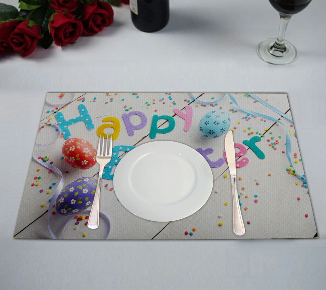 ABPHQTO Happy Easter Placemat 12x18 Inch,Set of 2 Table Placemats