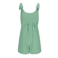 thumbnail image 5 of Lenpel Women's Rompers Summer Plaid Tie Knot Strap Scoop Neck Wide Leg Sleeveless Short Jumpsuits Casual Loose Overalls, 5 of 7