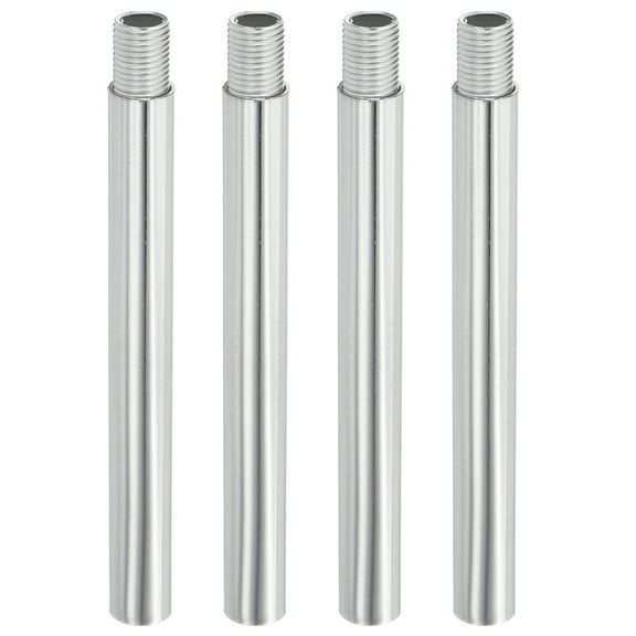 Uxcell Threaded Extension Rod, 4 Sets 4" M10 x 1mm Fine Thread Lamp Pipe with Lamp Pipe Nipples for Pendant Light Island Lighting Chandeliers Stems, Silver Tone