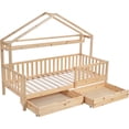 thumbnail image 3 of Cama infantil en color madera, cama infantil cama casita con cajones, madera maciza con somier de lamas, cama casita pino, habitación infantil y juvenil, 90x200 esquí esquí Gafas de esquí, 3 of 5