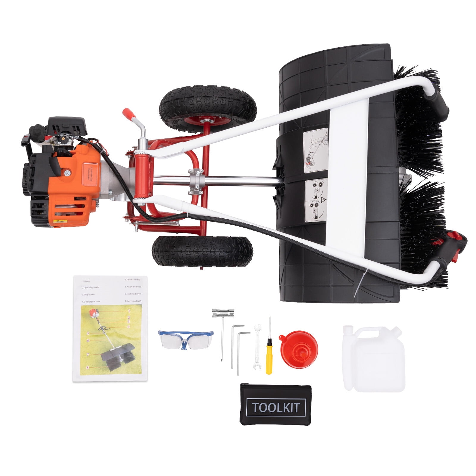 Gasoline 52cc Snow Sweeper with Nylon Brush for Driveways & Lawns