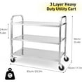 Pinypikaka 3 Tier Stainless Steel Utility Cart, HeavyDuty Trolley
