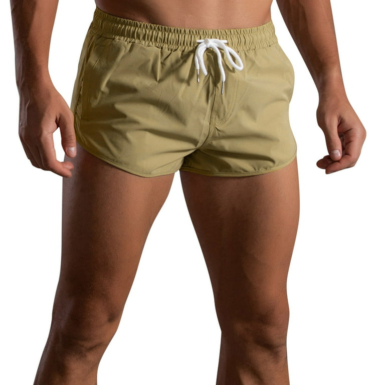 MRULIC mens shorts Mens Summer Solid Color Pants Elastic Band Loose Quick  Dry Casual Sports Running Straight Shorts Beach Pockets Pants Men Casual