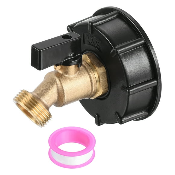Unique Bargains Raccord de Bac IBC 275-330 Gallons Adaptateur de Réservoir de Bac IBC Filetage Grossier 2,44 Pieds 1/2 Pieds x 3/4 Pieds GHT Robinet de Valve de Boyau en Laiton