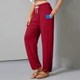 thumbnail image 2 of GZWYHT Harem Pants,Petite Pants,Women's Harem Pants High Waist Baggy Drawstring Sweatpants Joggers With Pockets Boho Yoga Trousers Pants,High Waisted Pants,Pants for Women,Sweatpants Women,Red,XL, 2 of 6