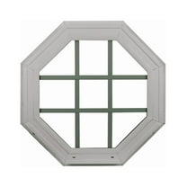 Double Pane Octagon Window with Grids 22" White Vinyl DP50 Argon Gas Non-Opening Window Low-E Glass
