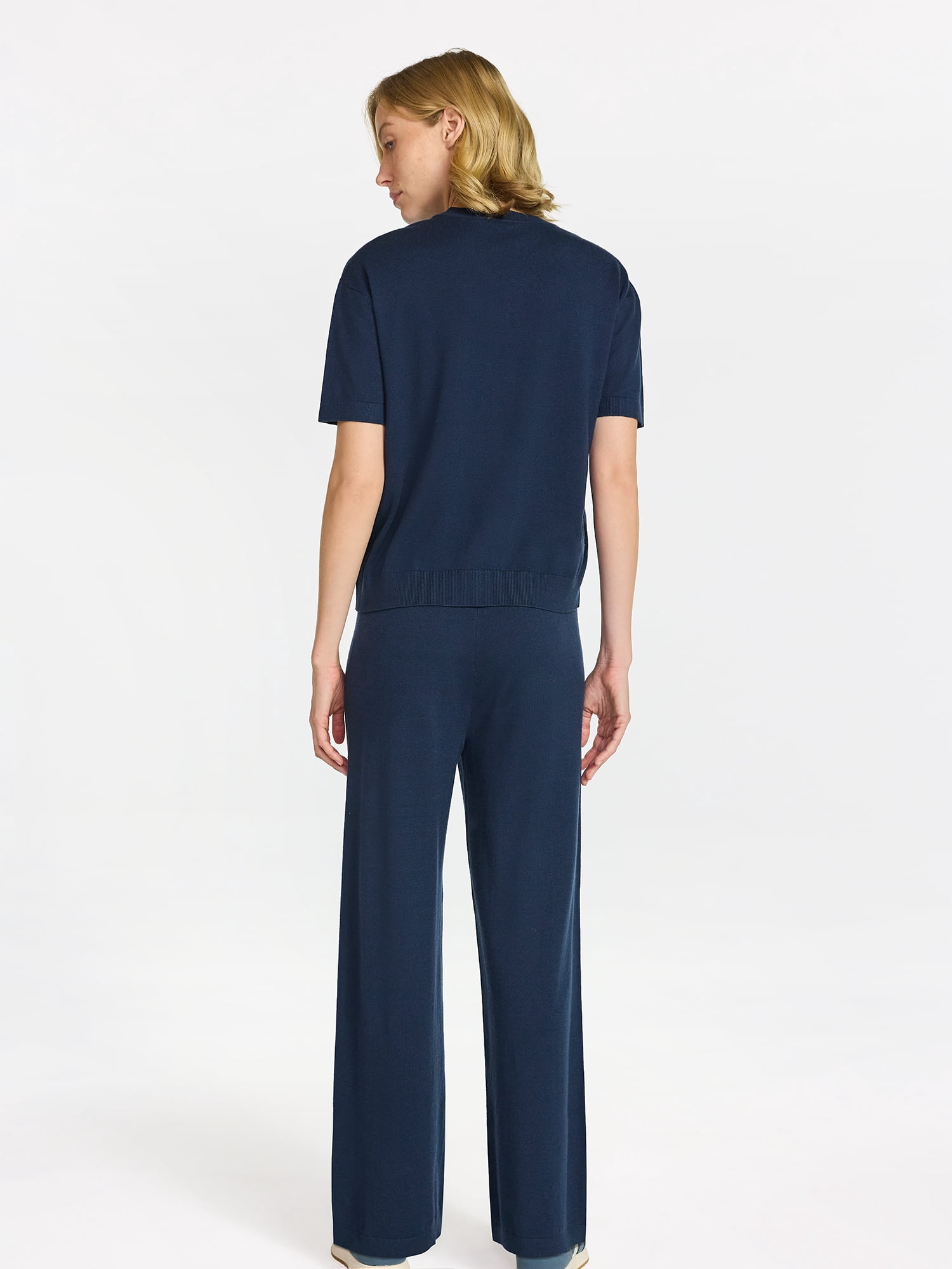 Time and Tru Women's Jersey Short Sleeve Top and Sweater Pants Set, 2-Piece, Sizes XS-3XL