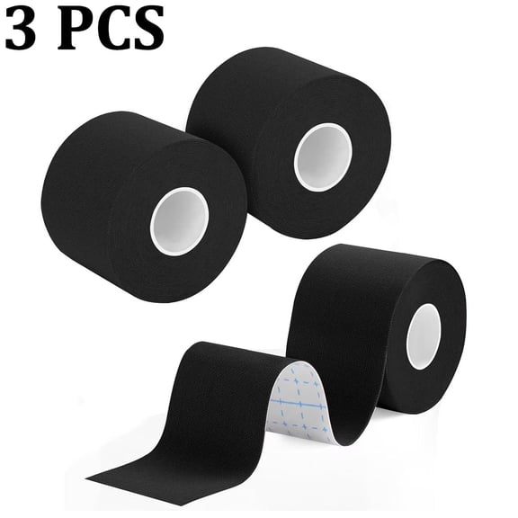 OFEFE 3 Rolls Kinesiology Tape, 2 inch x 16.4 feet Waterproof Athletic Tape, Uncut Kinetic for Exercise and Daily Use - Black