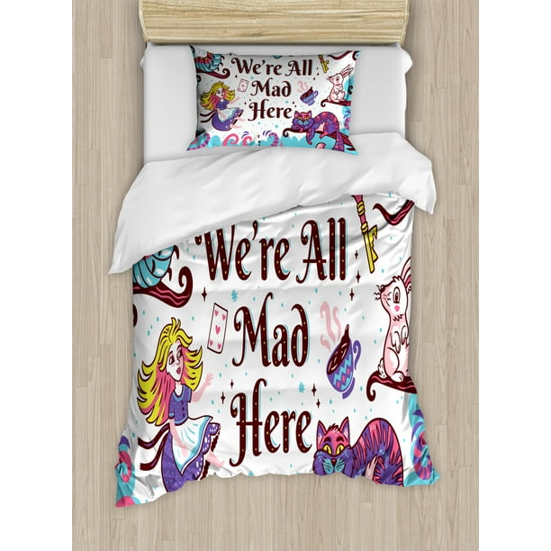 Alice In Wonderland Duvet Cover Set Twin Size We Are All Mad Here