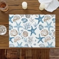 thumbnail image 4 of Watercolor Marine Starfish Shell Coral Placemats Set of 4,Wipeable Washable Table Mats for Dining Tables, Undersea World on White Place Mats for Kitchen Event Party Tabletop Decor, 4 of 9