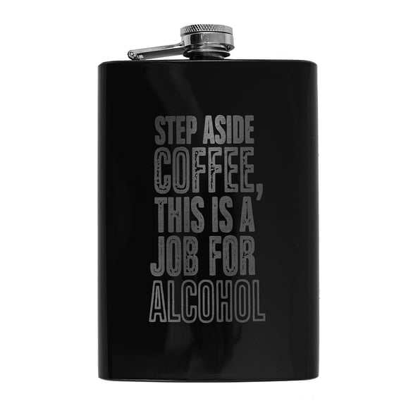 8oz Step Aside Coffee Black Flask L1