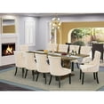 thumbnail image 3 of East West Furniture 11-Piece Modern Dining Set Consists of a Dining Room Table and 10 Light Beige Linen Fabric Dining Chairs with Button Tufted Back - Distressed Jacobean Finish, 3 of 4