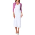 thumbnail image 2 of INSPIRE CHIC Women's Semi Sheer Tops Elegant 3/4 Sleeves Cardigan Bolero Shrug Rose Purple 2XL, 2 of 6