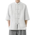 thumbnail image 3 of Mens Casual Chinese Tang Suit Kung Fu Shirt Chinese Traditional Tang Suit Tai Chi Blouse White Xl by Awwp, 3 of 7